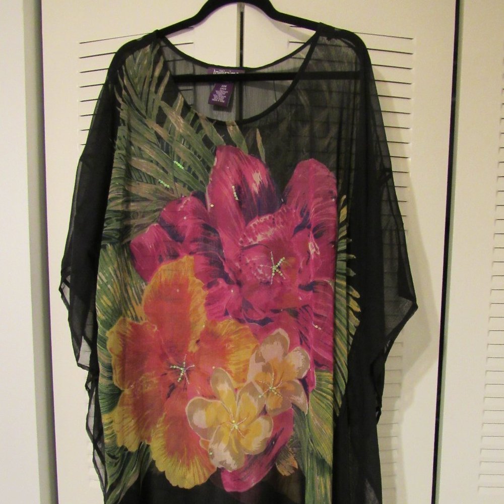 Taillissime Sheer Colorful Sequined Cover UP / Top.  Size 22W